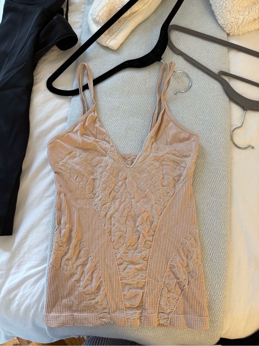 Free People Nude Blush Textured Ribbed Cami Tank